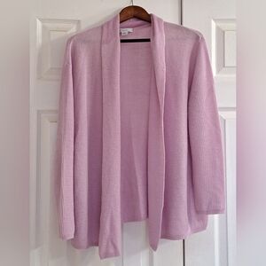 Nordstrom Cashmere Linen Soft Lightweight Lilac Pastel Cowl Drape Cardigan